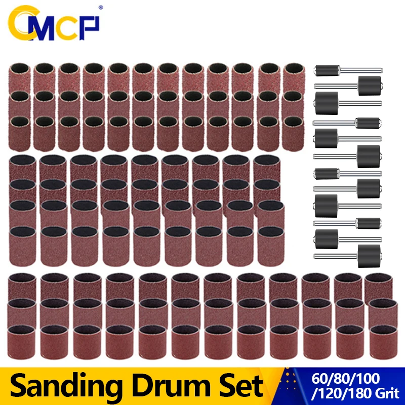 

CMCP 120 шт., набор шлифовальных барабанов, шлифовальная лента, зернистость 60-320, шлифовальная оправка для вращающихся инструментов Dremel, абразивные инструменты