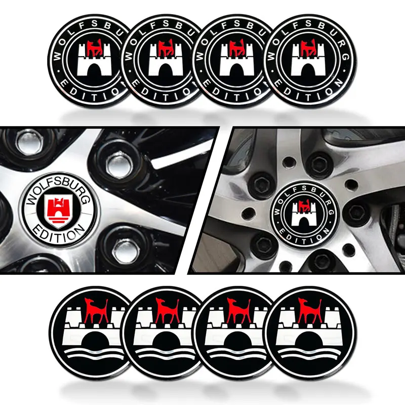 Autozubehör 4 stücke 56mm Wolfs burg Edition Logo Auto Radnabe Mittel kappen Felgen umfasst Aufkleber Dekoration Auto Styling