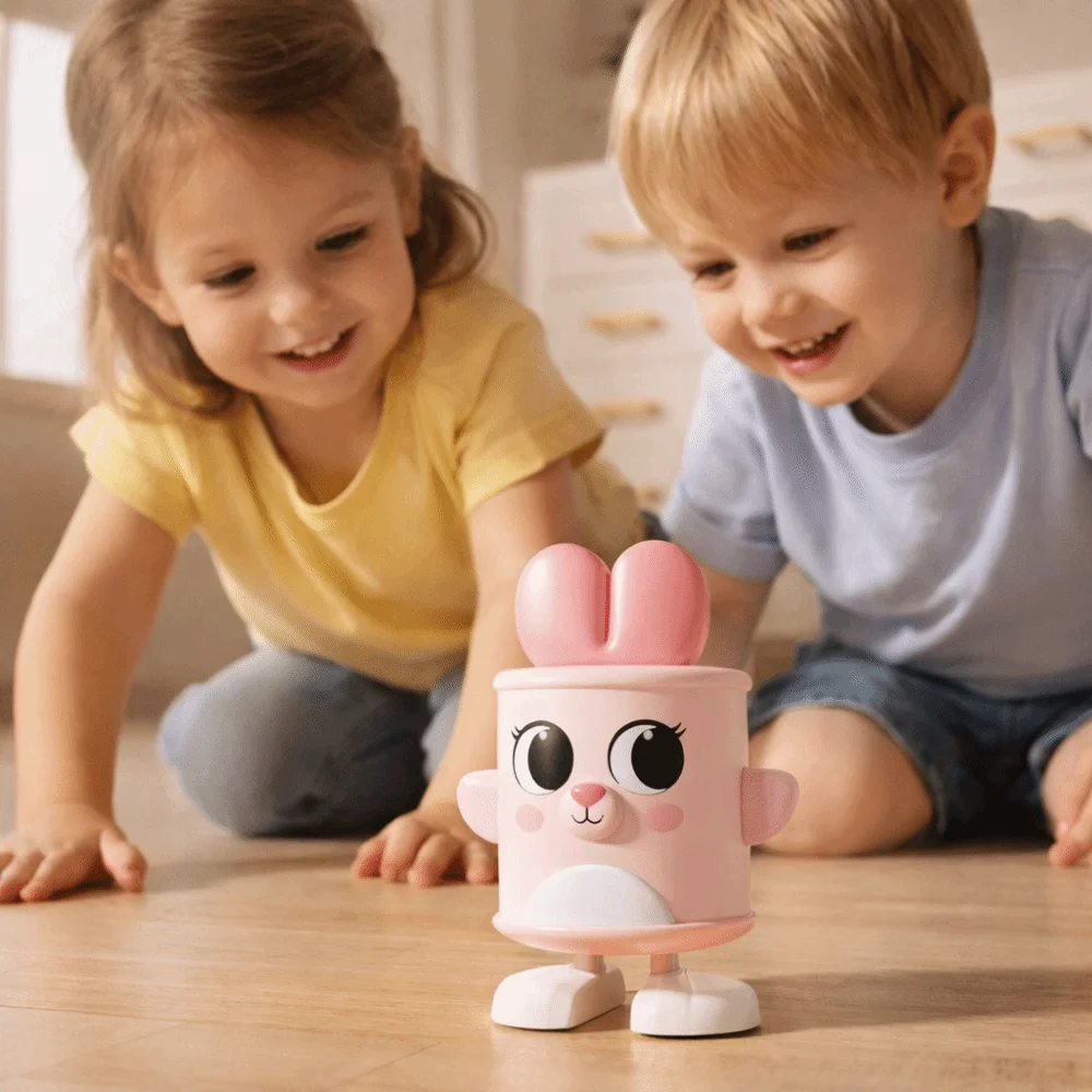 Desain Kartun Hewan Kecil Kaleng dengan Tali Tarik, Mainan Edukasi Dini untuk Bayi
