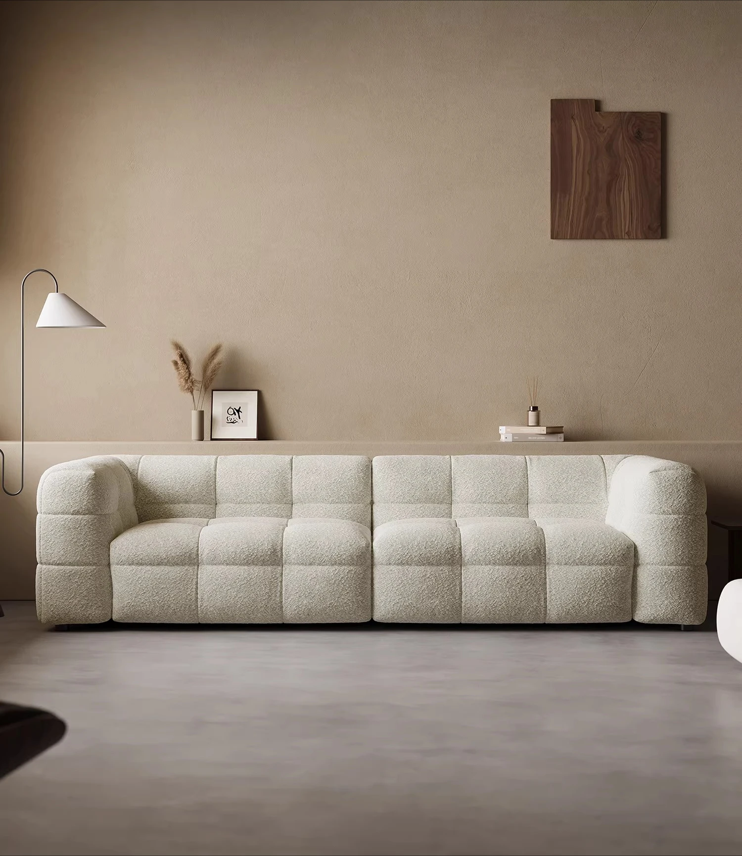 

Cream wind cotton candy fabric sofa lamb wool minimalist creative Internet celebrity French Nordic living room home retro