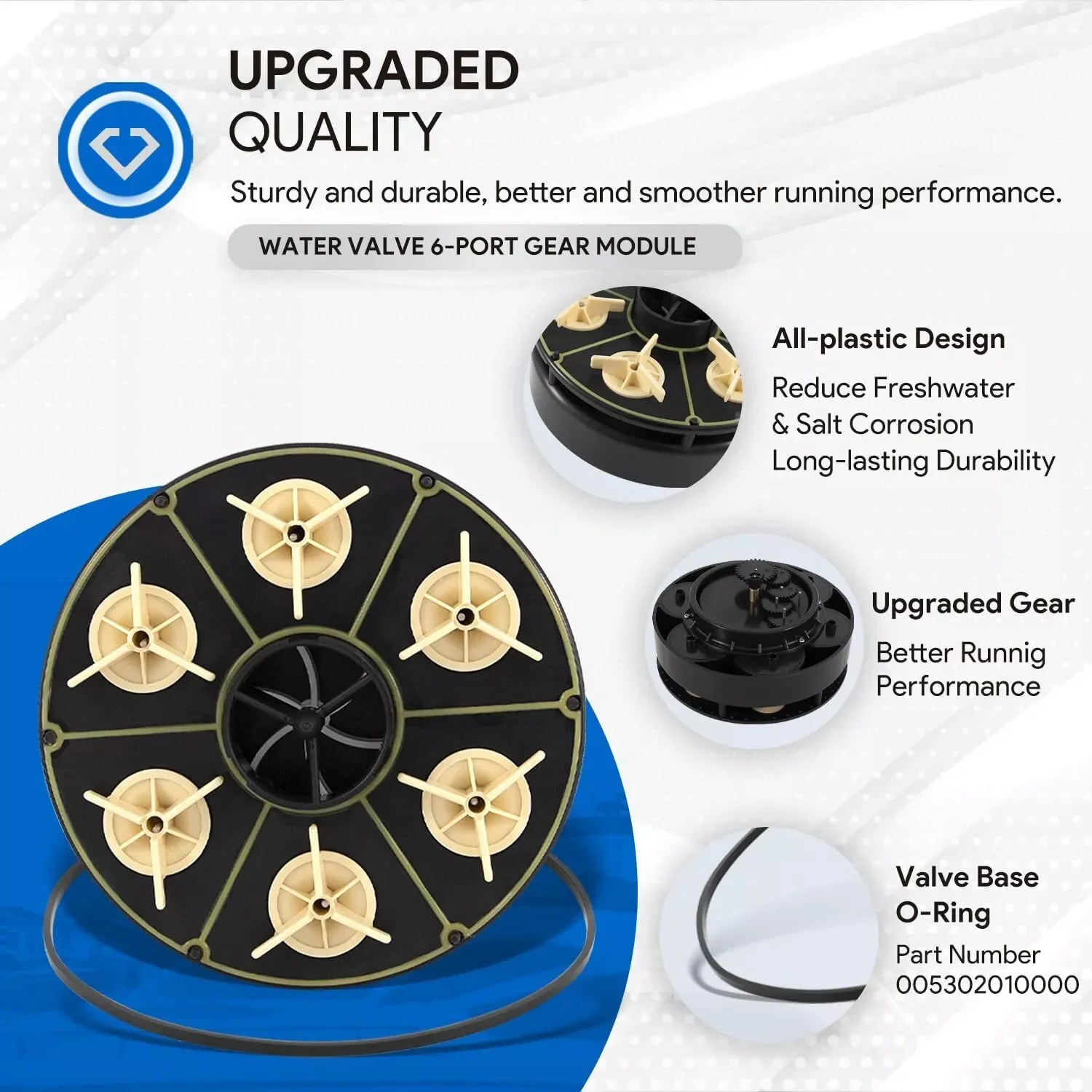 6 Port Module Water Valve with Valve Shell O-ring for Paramount 004-302-4408-00 for in Floor Pool Cleaning