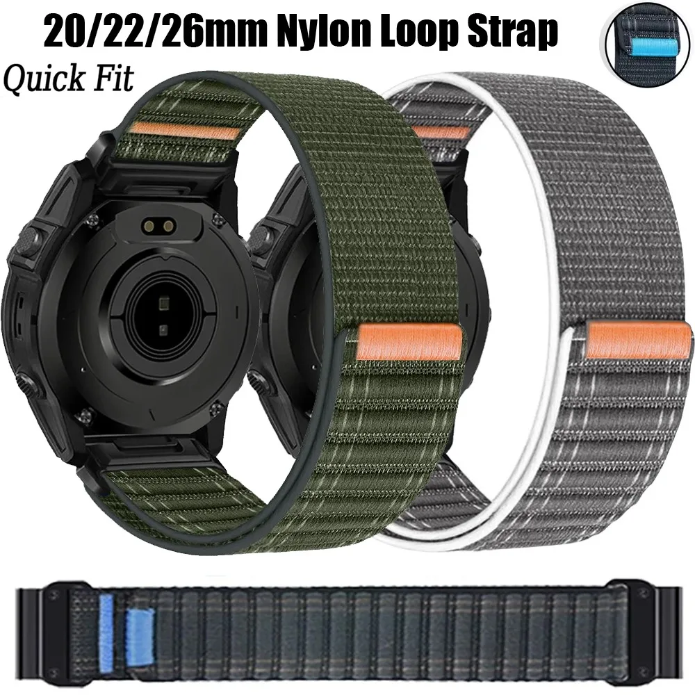 20/22/26mm Nylon Loop Strap for Garmin Tactix/Quatix8 51/47mm Wave Pattern Braided Bracelet for Forerunner 970/Instinct 3 Correa