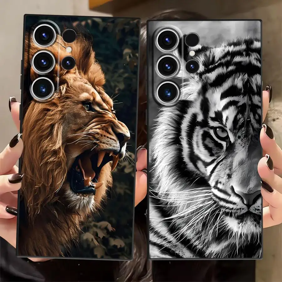 Étui de téléphone Tiger Lion pour Samsung Galaxy S25 S24 Plus S22 S23 FE S21 S9 S20 S25Edge