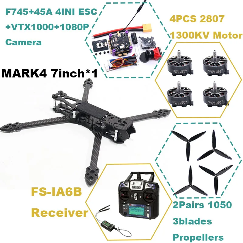 

Rctosky MARK4 7inch F745 V2 Flight Control 45/60A 4INI ESC rack drone FPV carbon fiber PV Racing Drone Quadcopter Freestyle