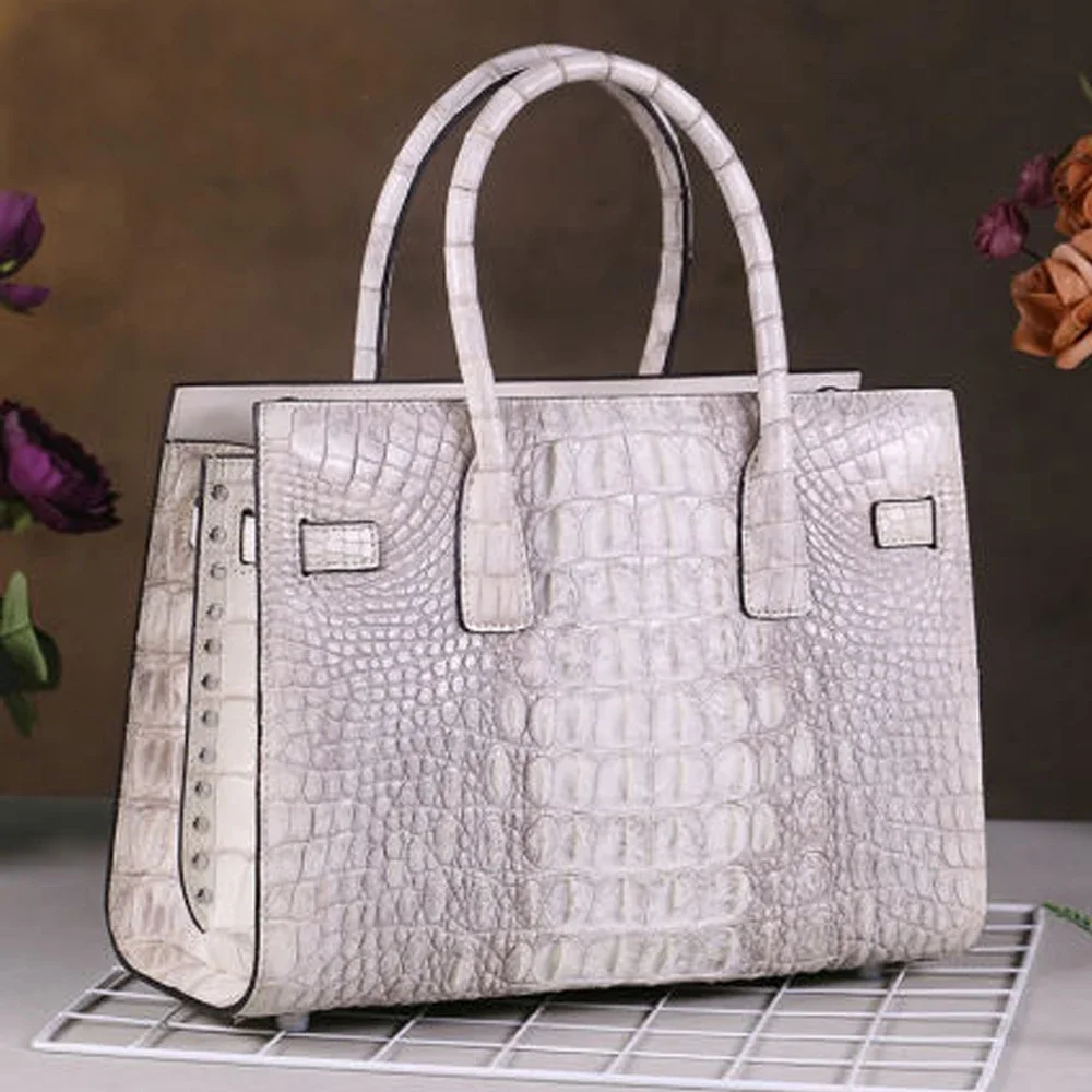 Heimanba new Himalayan white crocodile leather women bag lady handbag female bag large capacity