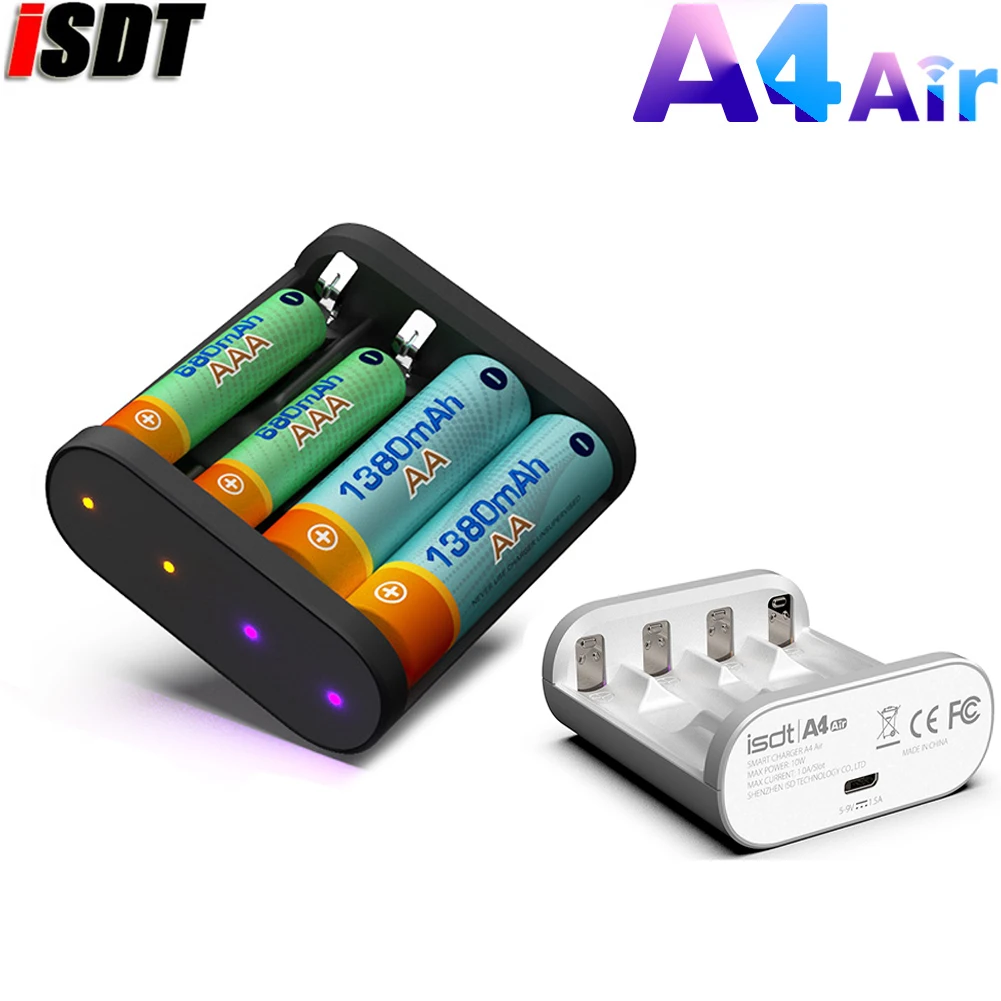 ISDT A4 Air 10W 1.5A inteligentna ładowarka do akumulatora DC do baterii AA AAA 10500 12500 NiMH NiCd li-lon LiFePO4