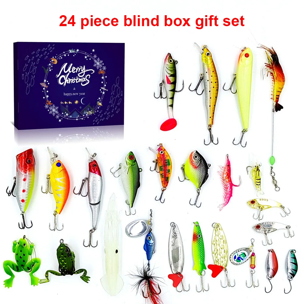 Fishing Tackle Advent Calendar Fishing Lures Set Fishing Gear Countdown Calendar Adults Kids Men Women Christmas Fish Bait Gifts