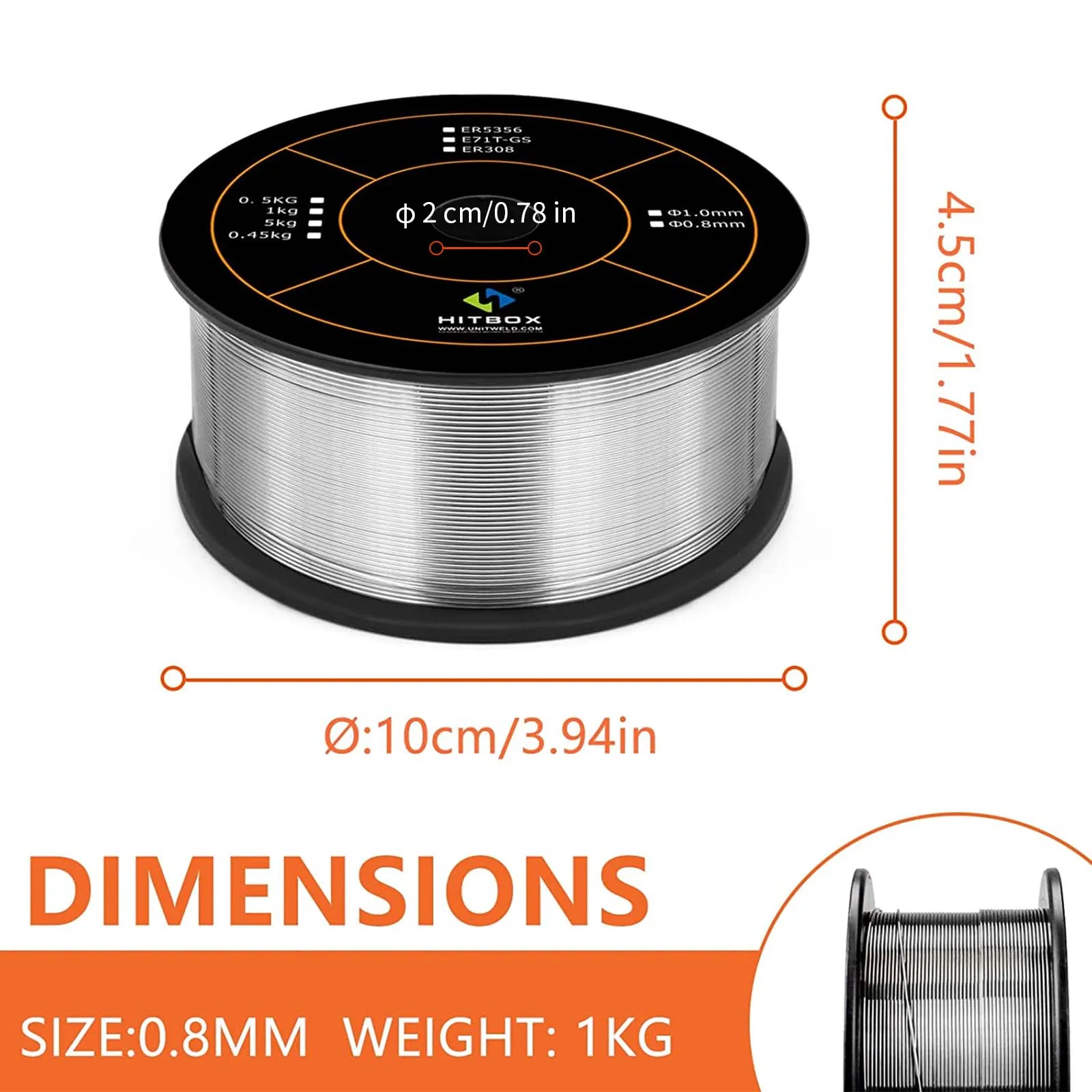 Imagem -04 - Hitbox-soldagem Fluxo Fio de Solda sem Fios de Soldador de Gás Ferro de Aço Mag Consumíveis E71t-gs Acessórios Mig 1kg 0.8 mm 1.0 mm