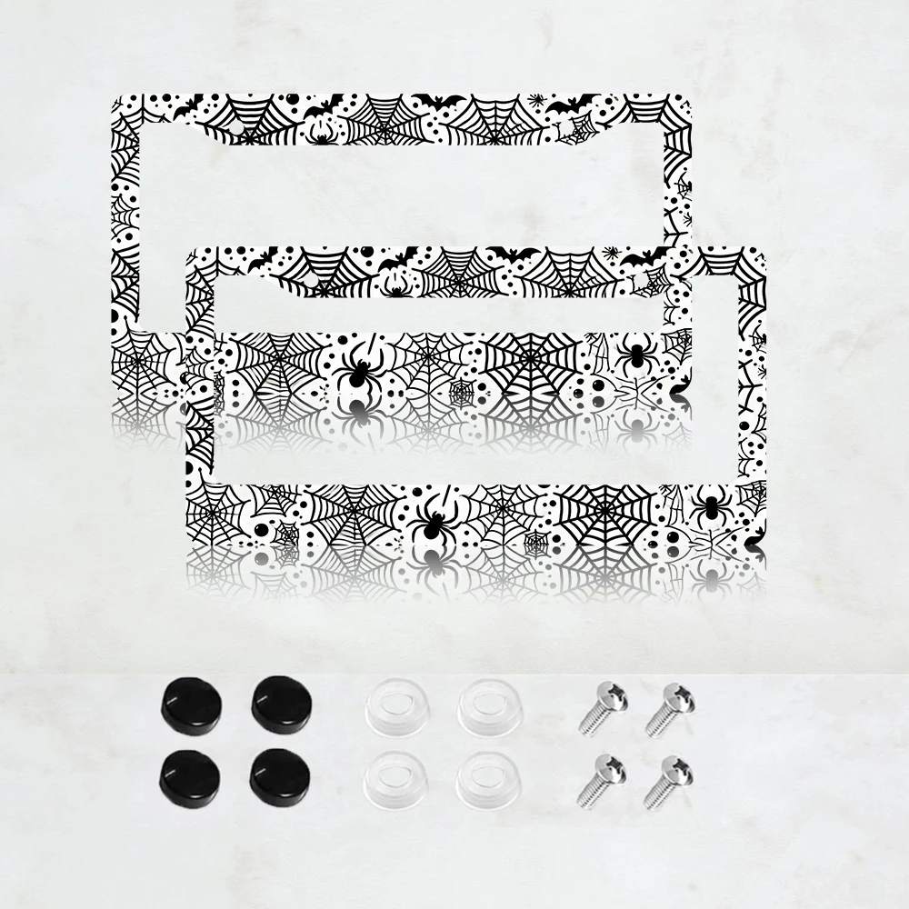 

2PC Spider Web License Plate Frame Spider Web License Plate Cover Front Plates Frames Car Tag Holder Car Accessories