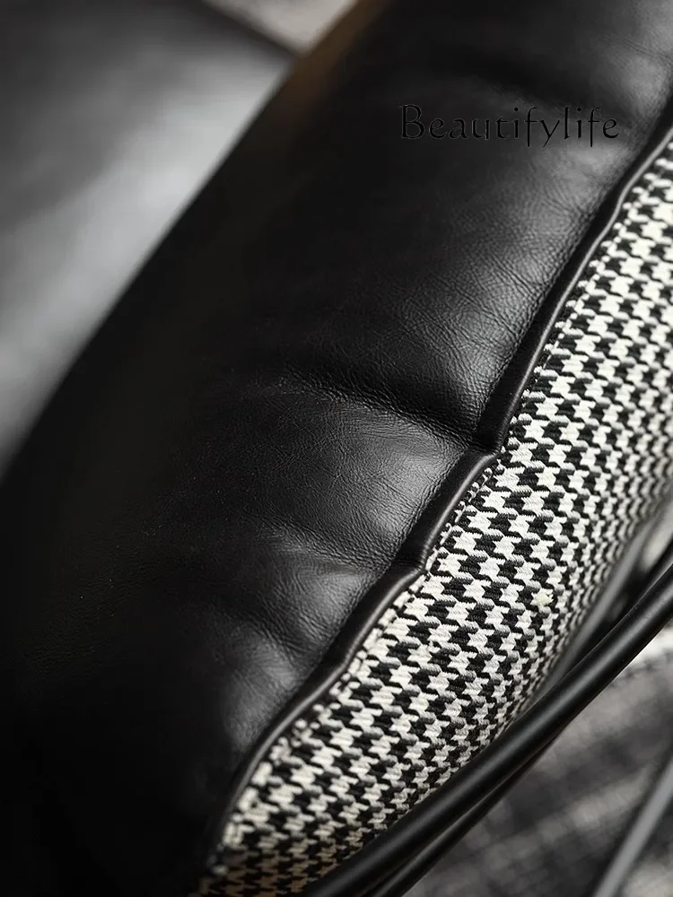 muebles para hogar Nordic Imported First Layer Cowhide Leisure Chair Fabric Double-Sided Iron Leisure Recliner Couch