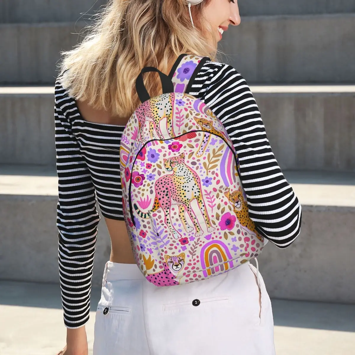 

Cheetah's In A Rainbow Student Backpack School Bag Hiking Travel Daypack for Men Women Bookbag Shoulder Bags