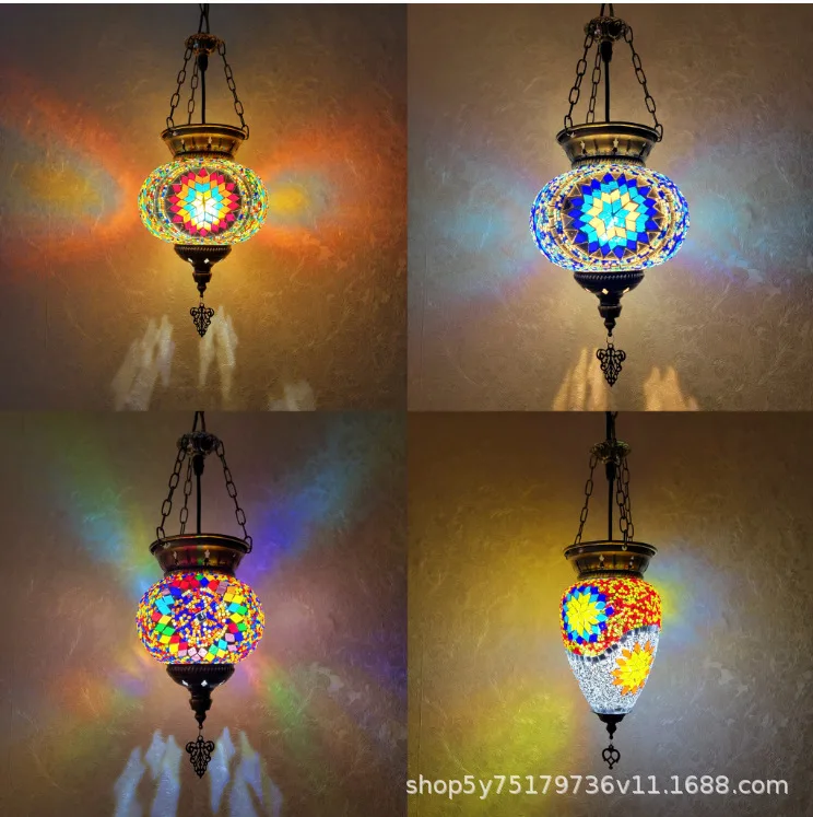 New Design Turkish Classic Chandelier Mall Restaurant Cafe Vintage Mosaic Hotel Single Head Chandelier
