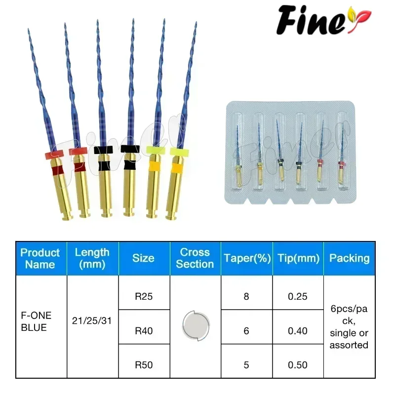 6pcs Dental Reciproc Blue Endo Rotary Files Endodontic Only One Root Canal Files 21 25mm Heat Activated Dentistry Instruments