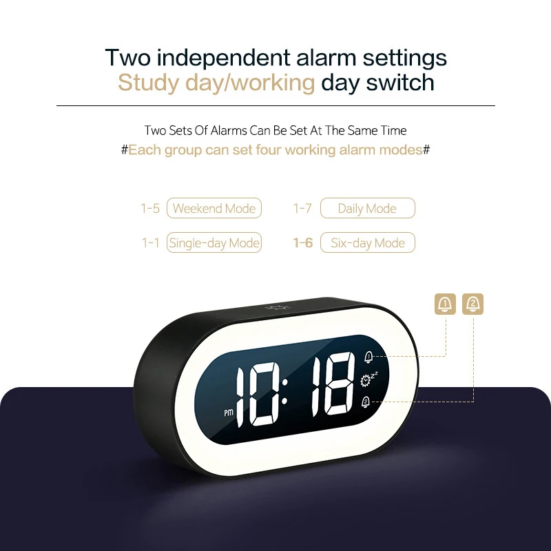 Xiaomi Youpin cyfrowy budzik LED sterowanie głosowe lampka nocna konstrukcja zegary na biurko odtwarzacz muzyki świecący zegar elektroniczny nowy
