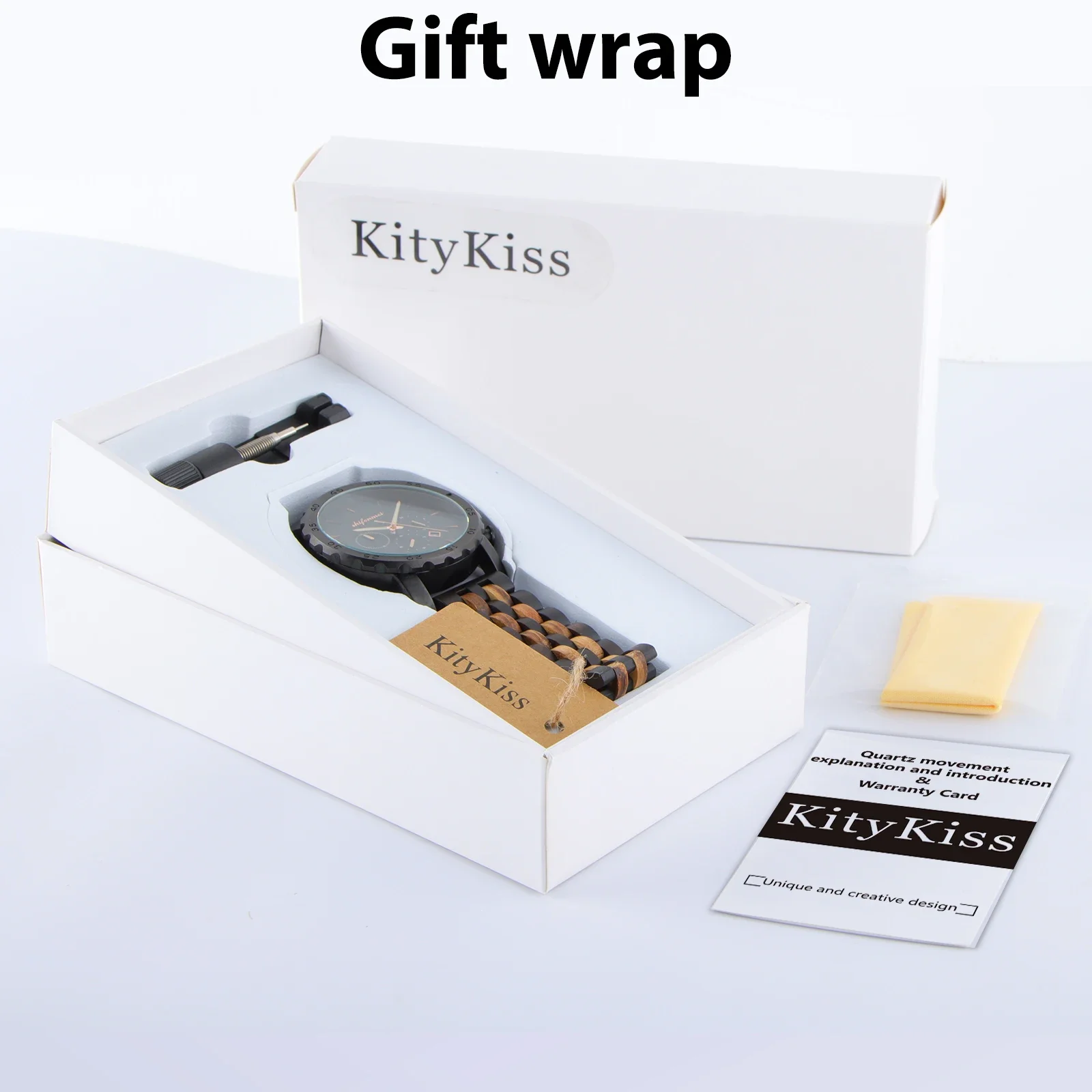 Kity Kiss Luxus-Multifunktions-Herren-Quarzuhr aus Holz mit mehreren Zeitzonen, wasserdichte Nachtlichtuhr, exquisites Festival-Geschenk