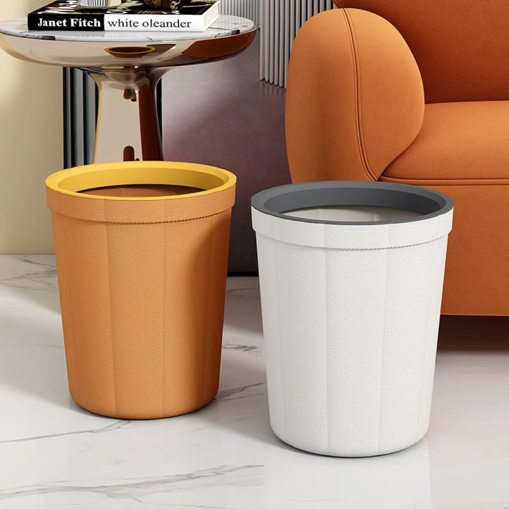 Large Capacity Trash Can Creative Round Plastic Waste Paper Basket Durable No Lid Garbage Bin Home