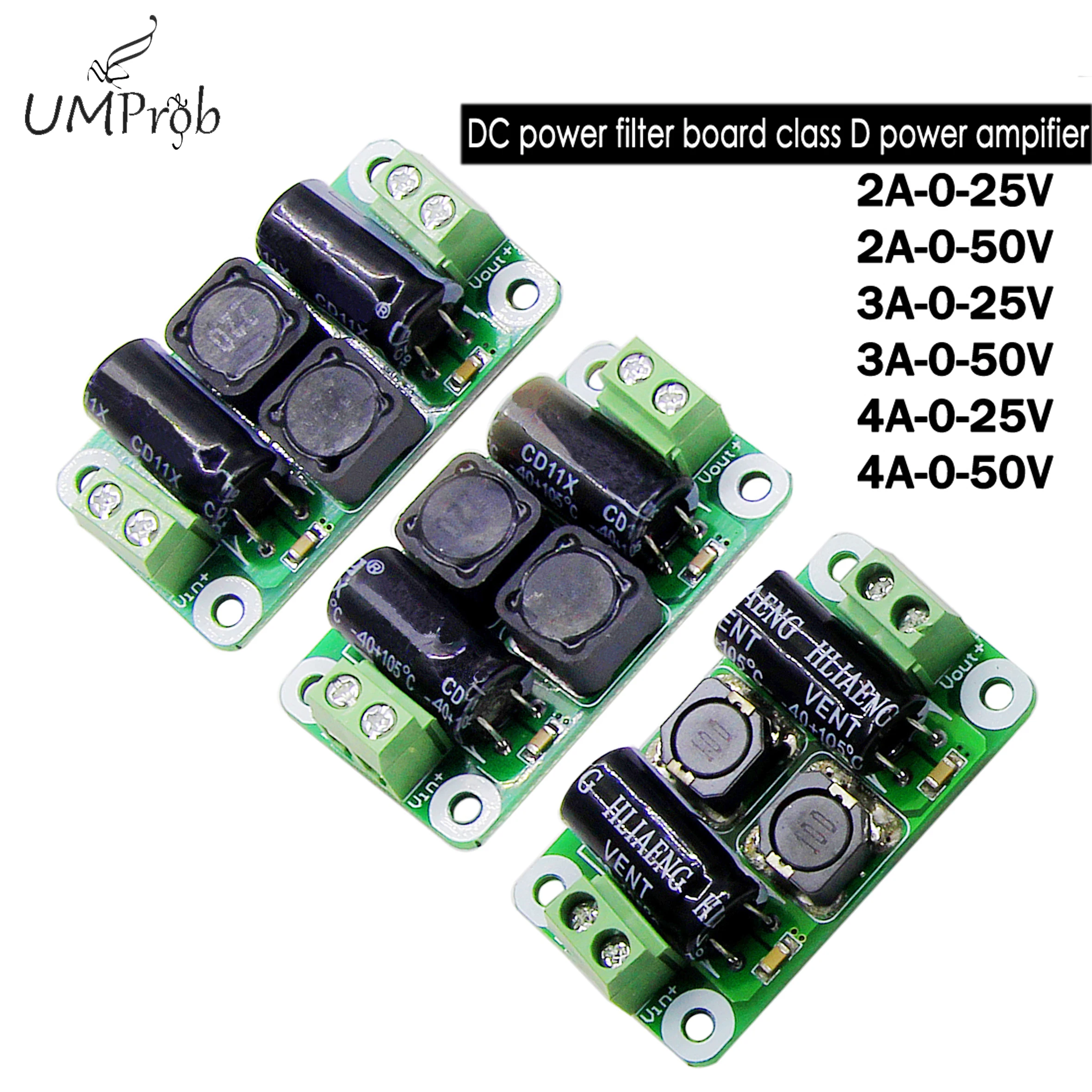 DC Power Filter Board 0-25V/0-50V 2A/3A/4A Class D Power Amplifier Module Interference Suppression Board EMI Suppression