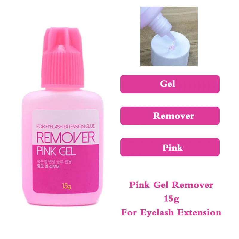 Dissolvant de gel rose clair ciel pour extensions de cils, nettoyant coréen, liquide pour enlever les faux cils, outils de maquillage pour les yeux, 15g