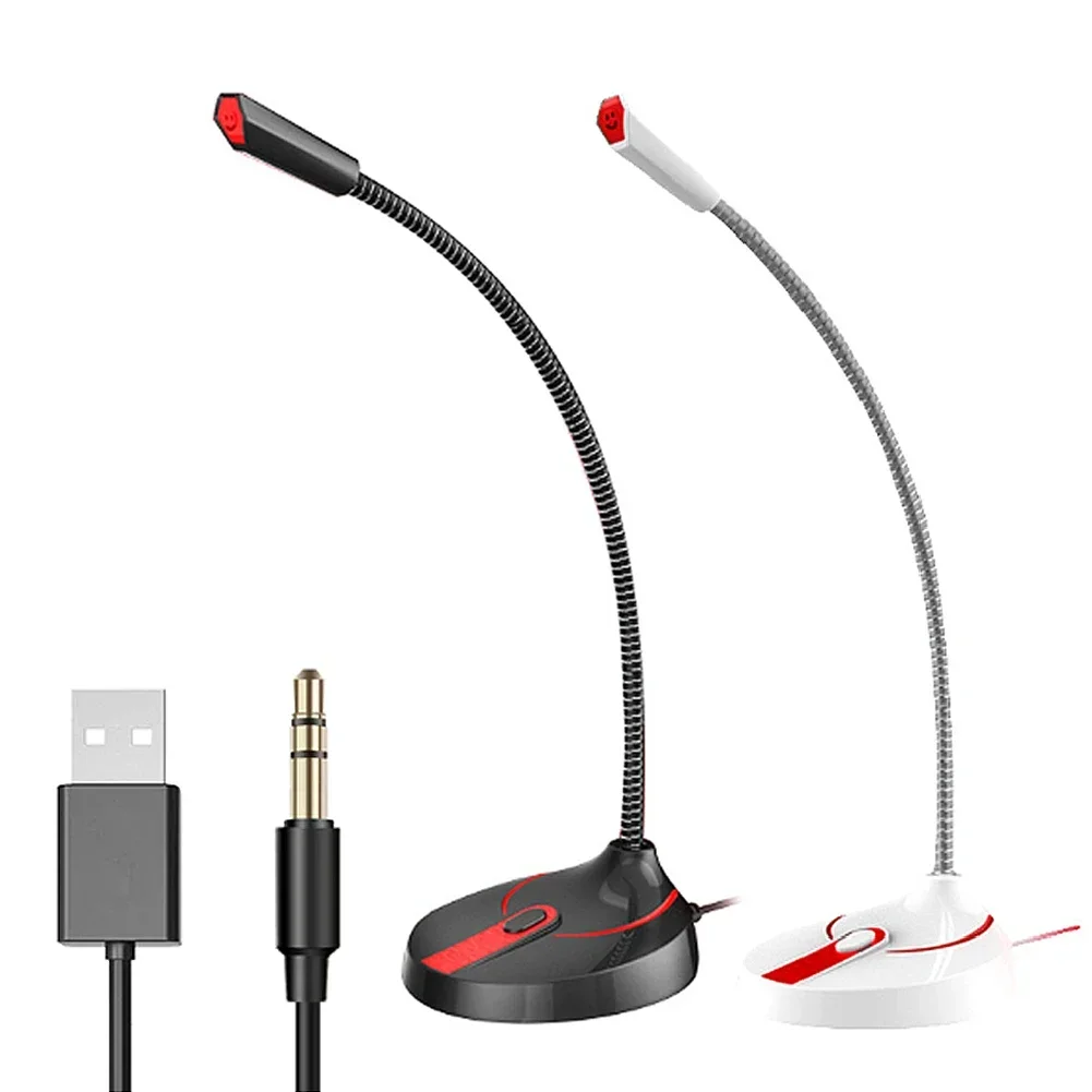 USB Desktop Microphone 3.5mm PC Computer Mic Adjustable Drive Free Studio Microphone Gaming Chatting Online Class USB Microfon