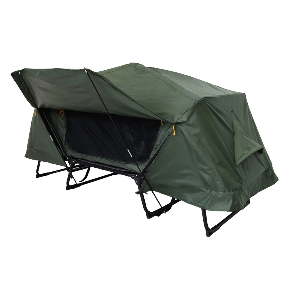 Single 1 Person Sleeping Folding Double Layer Grade Fabric Off Ground Camping Cot Tent
