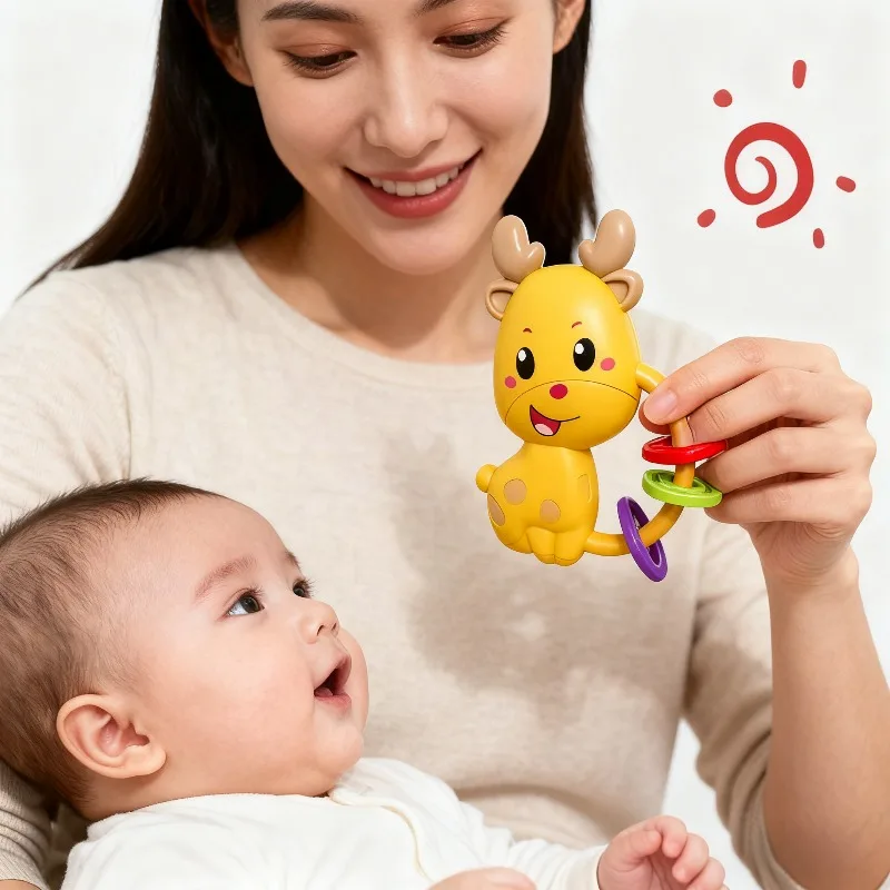 Juguetes coctelera para bebé, rompecabezas moribable, campanas calmantes para cama, ejercicio de educación temprana, materiales respetuosos con el medio ambiente