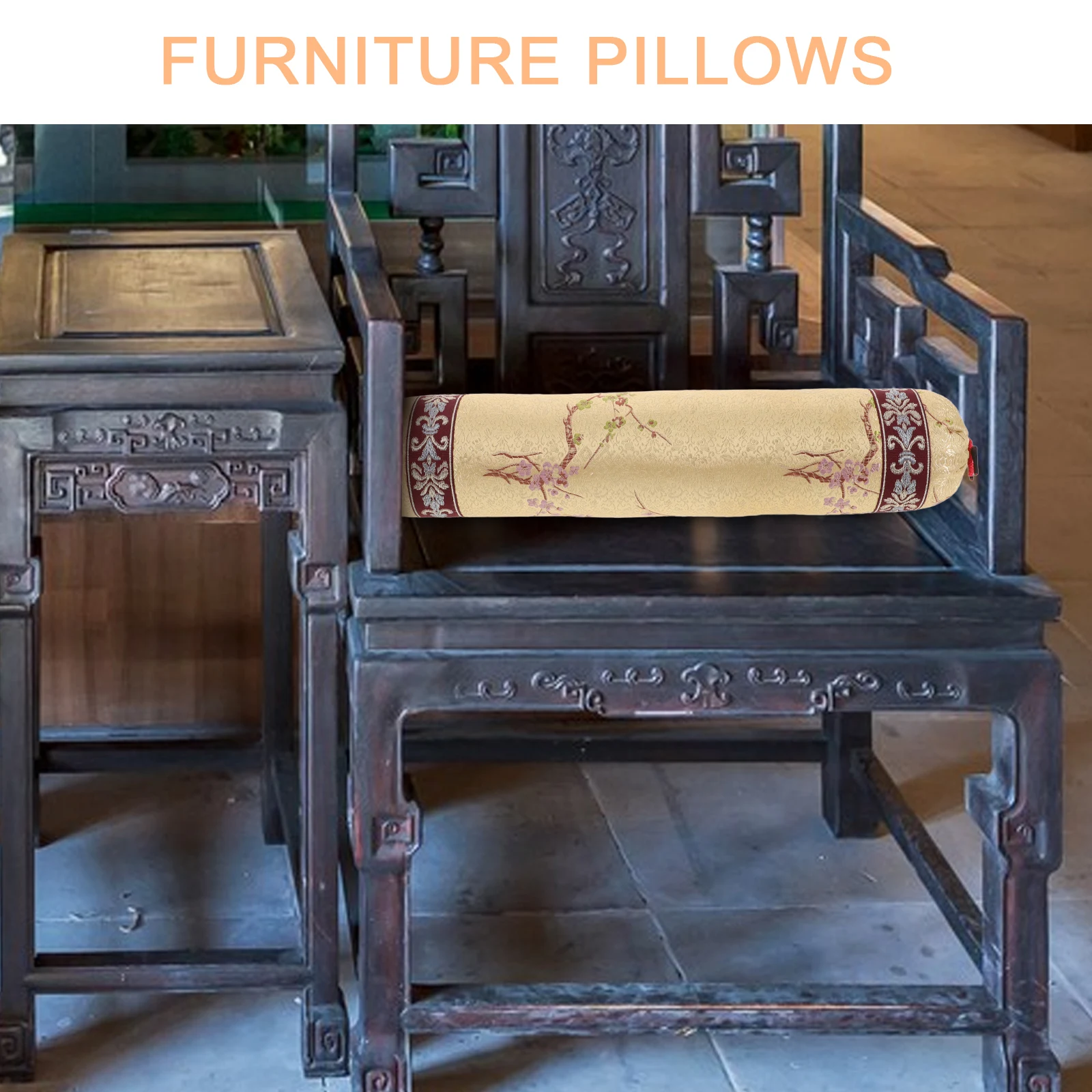 

Small Round Pillow Cover Chinese Style Buckwheat Filling Neck Support Decorative Throw Pillow Home Sofa Bed Chinese Lumbar