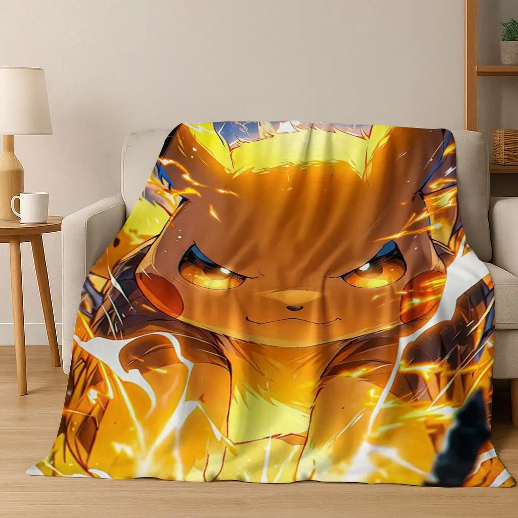 

3D Cute Pikachu Pokemon Cartoon Gift Flannel Blanket,Warm and Cozy Soft Throw Blanket for Home Bedroom Bed Sofa Picnic Cover Kid