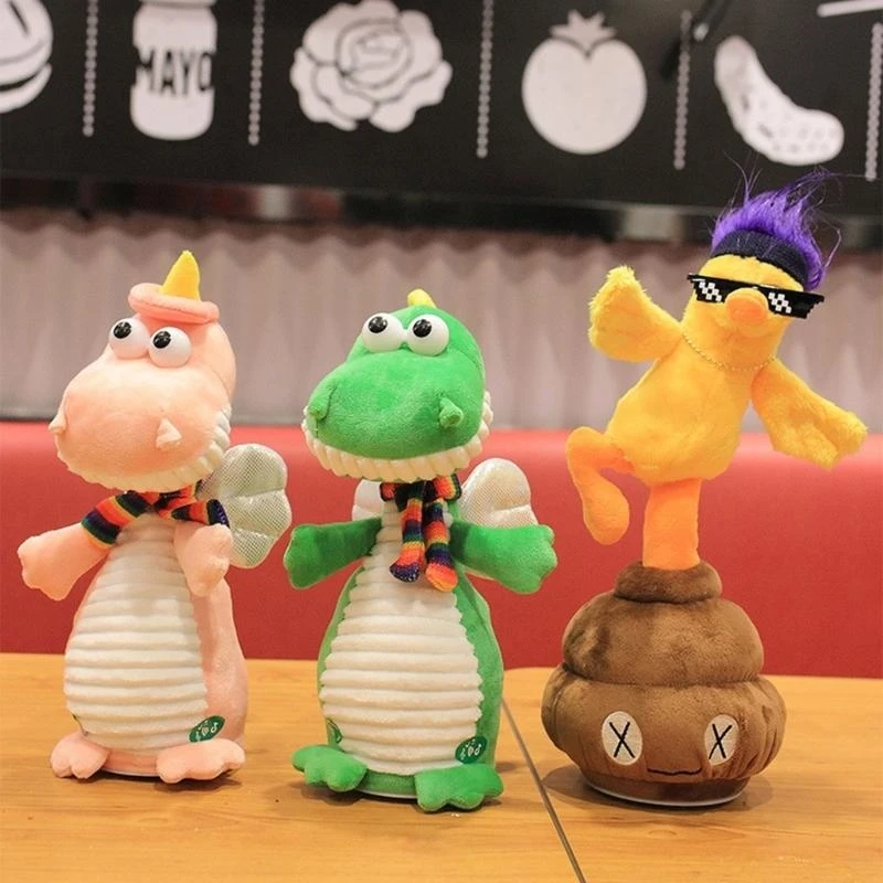 لعبة حيوانات كرتونية قطيفة دمية حيوانات محشوة كهربائية مع صوت موسيقى للأطفال 15UB