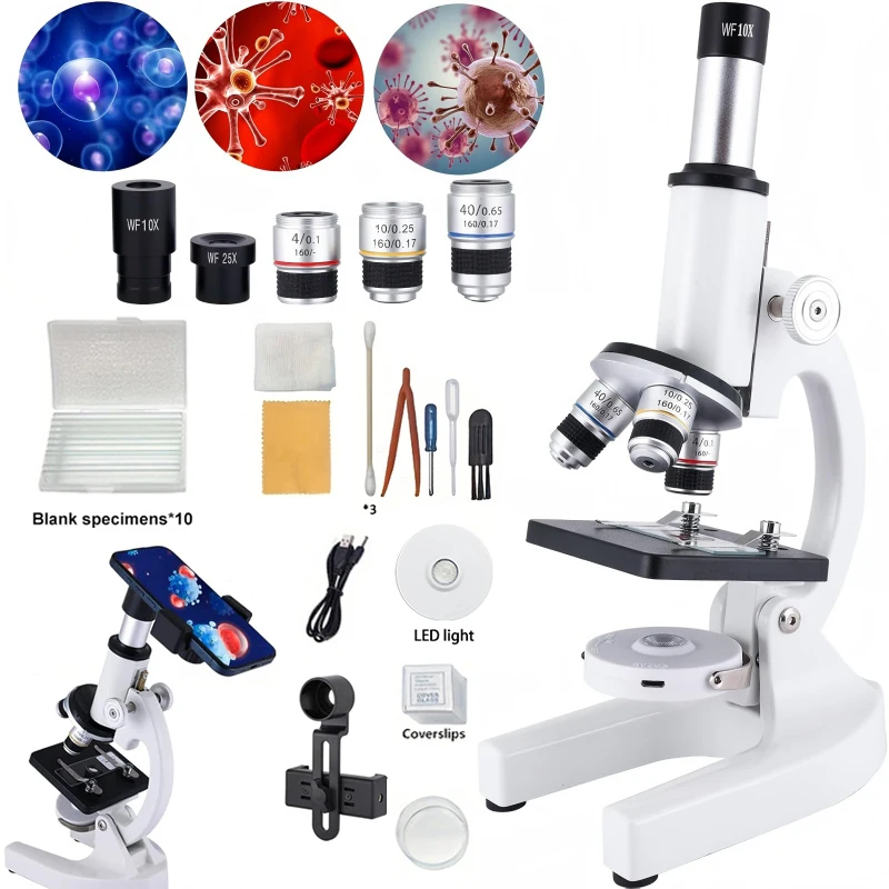 Professional Optical Microscope for High School Students Kids, 1000X HD Observe Bacteria & Sperm