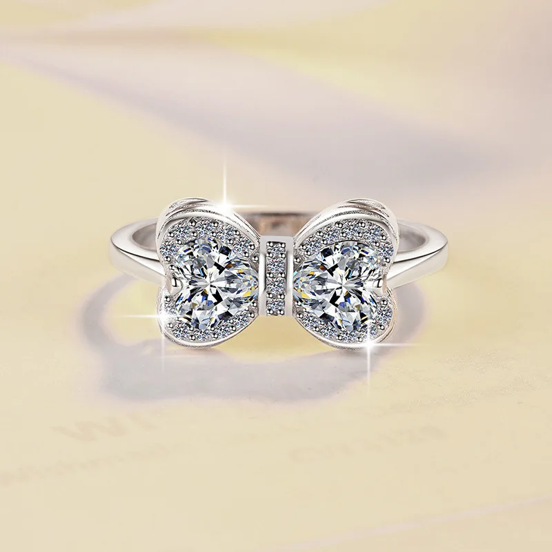 

Bowknot Ring Women's PT950 Platinum Moissanite 1Ct - Sweet lively bowknot, 1ct shine, gentle women's style