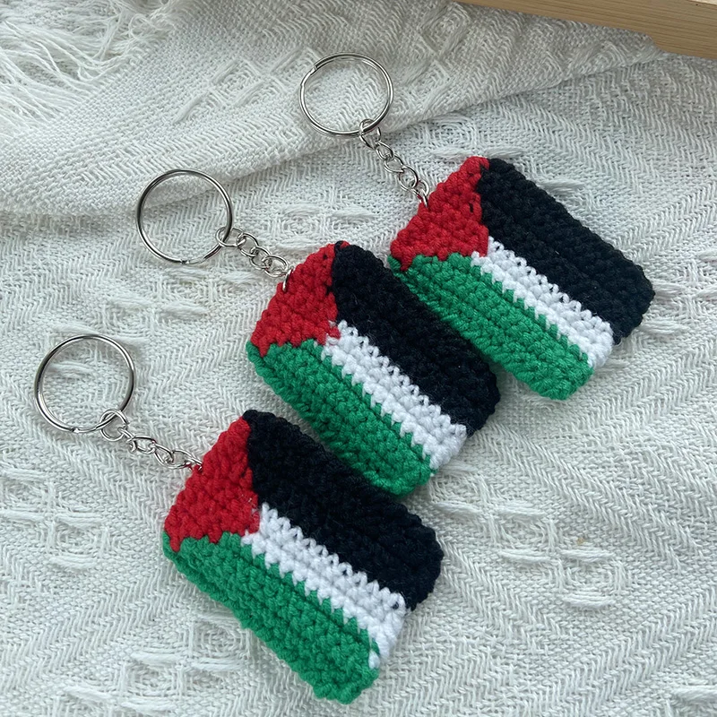 10PCS 4Color Handmade Crochet Granny Square Keychain Keyring Bag Charm for Women Unique Gift for Crochet Lovers, DIY Accessories