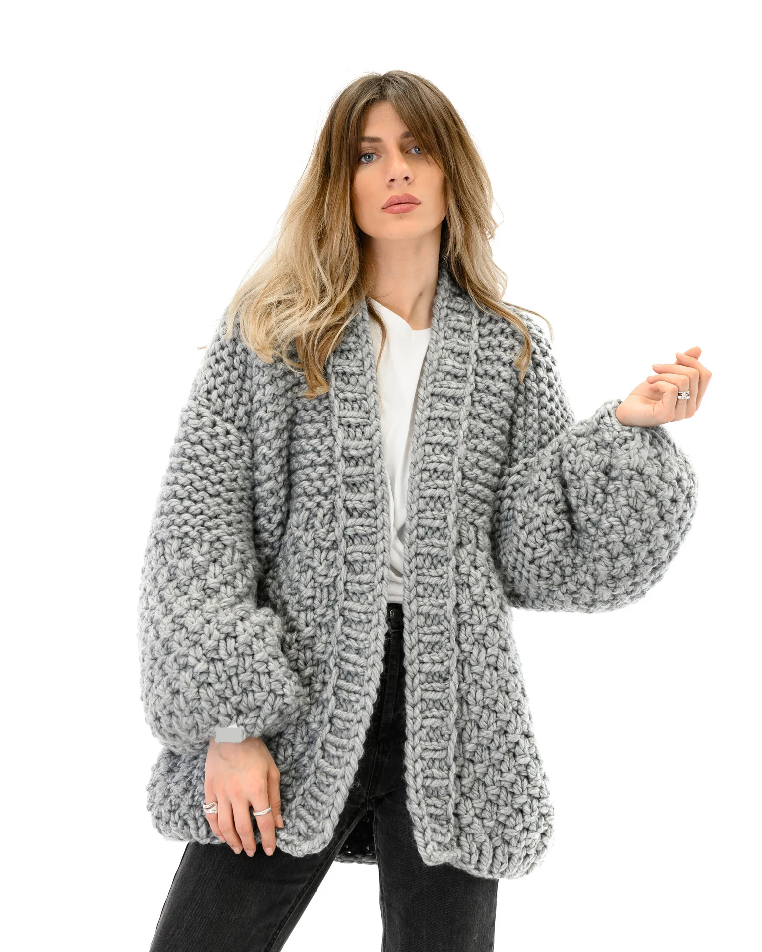 Imagem -02 - Cardigan de lã Artesanal para Mulheres Cabolsa Grosso Xale Quente Estilo High Street Inverno