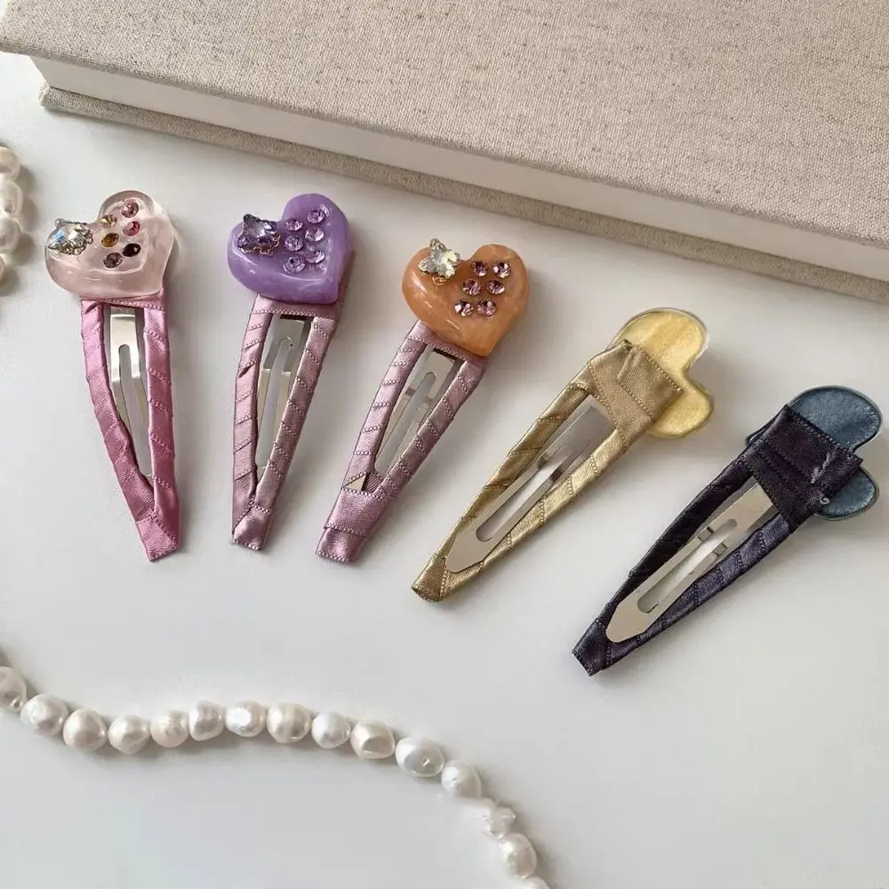 

Retro Love Acetate Hairpin Butterfly Barrettes Rhinestones Hairpin Y2k Korean Style Heart Hair Clip Kids