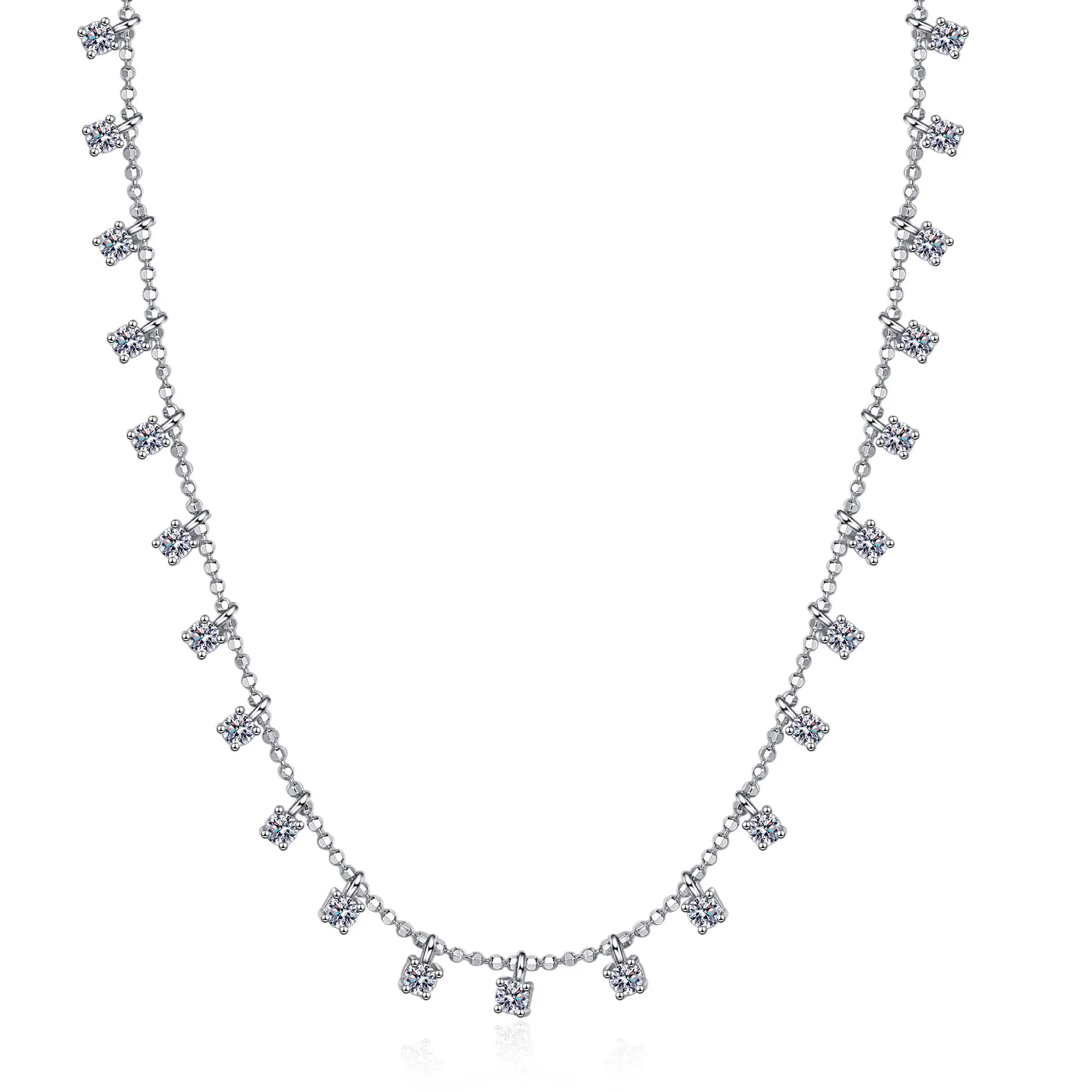 Beautiful 3-4mm Star Sparkling Clavicle Chain Women's Moissanite PT950 Platinum Scattered Starlight Full of Romance