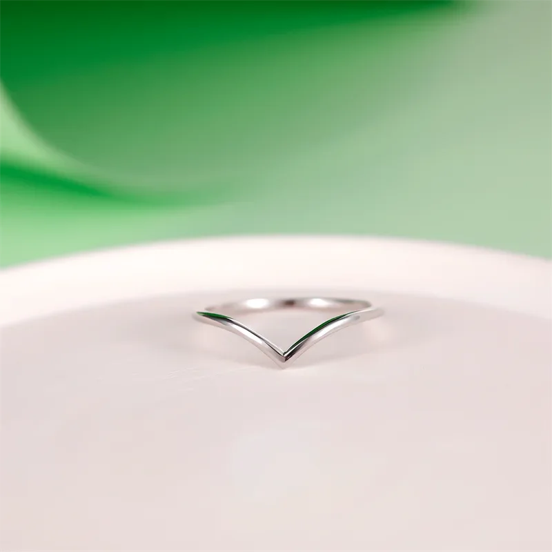 Kolmnsta-anéis empilháveis em forma de V prata esterlina para mulheres e meninas, joias finas, simples e finas, suaves e finas, anel de casamento