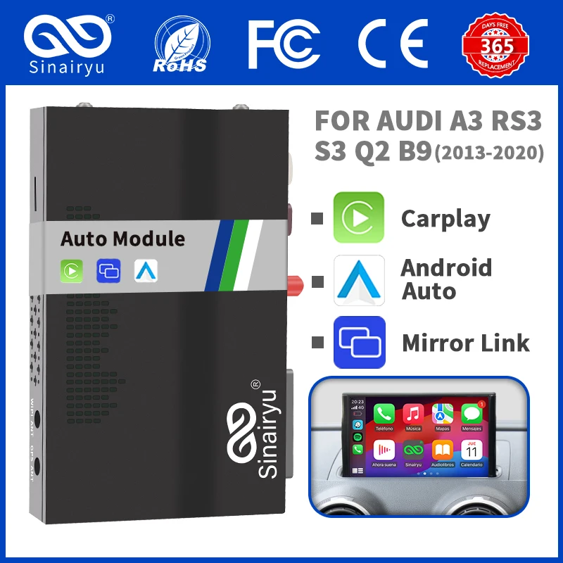 Wireless Apple CarPlay Android Auto Interface for Audi A3 A4 A5 Q7 MIB 2012-2020, with AirPlay Mirror Link Car Play Functions