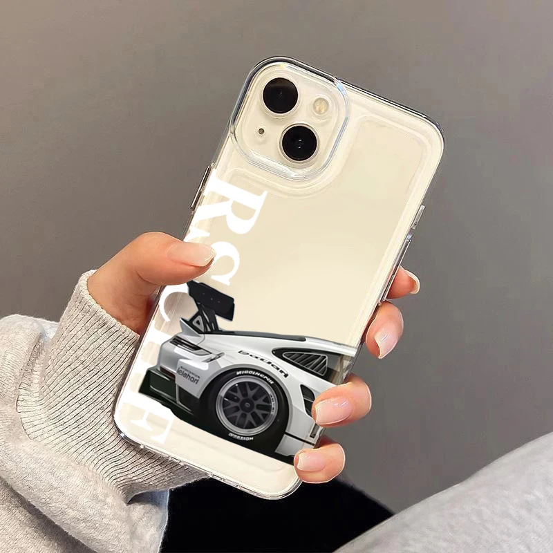 Transparent Cool Sports Car Phone Case For iPhone 17 Pro Max 16 15 14 13 12 11 Pro Max XS Max X XR 7 8 Plus 16e 17Air Soft Cover