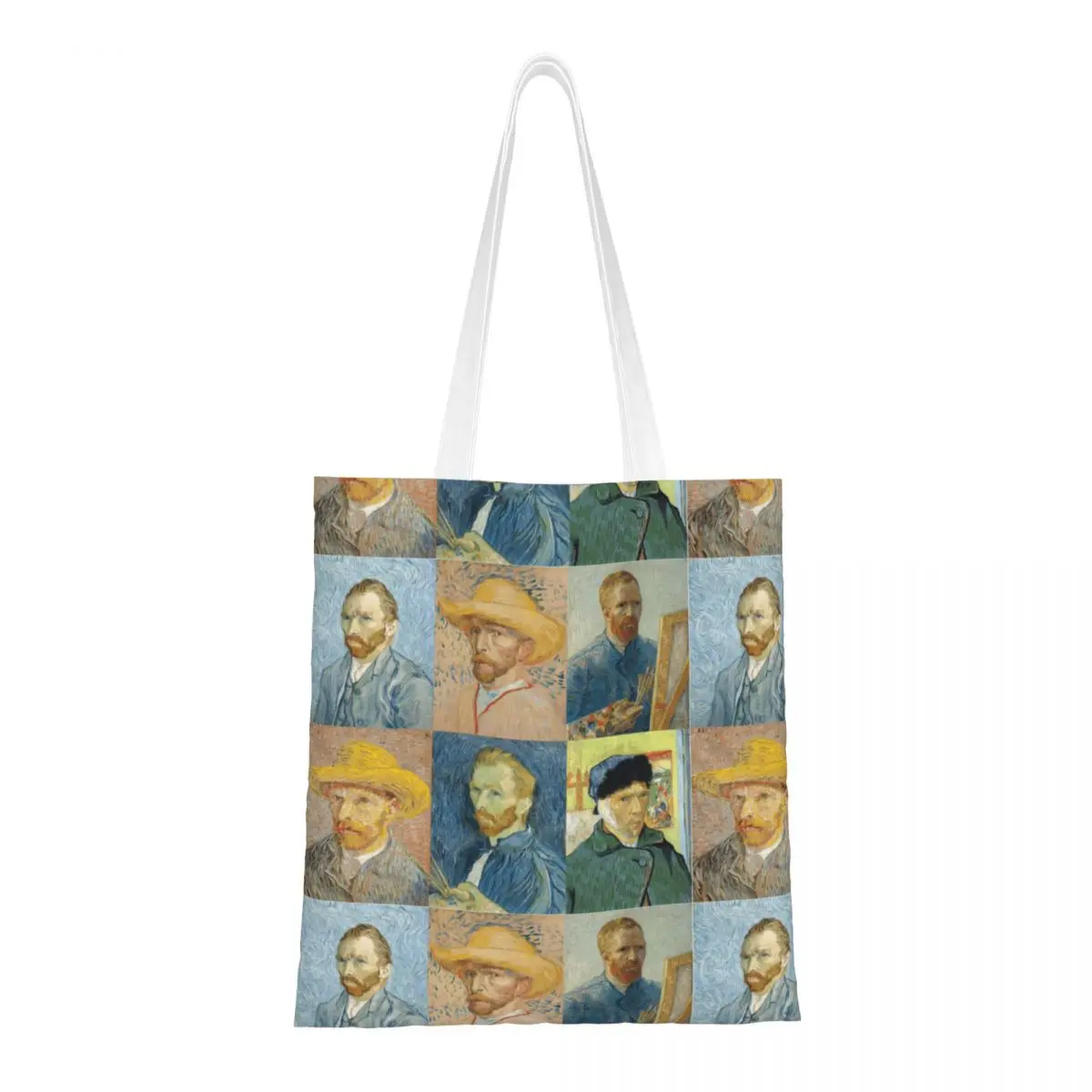 

Vincent Van Gogh Self Portraits Canvas Tote Handbag Pop Culture Sunflowers Art Grocery Bags Large Shopping Bags for Unisex