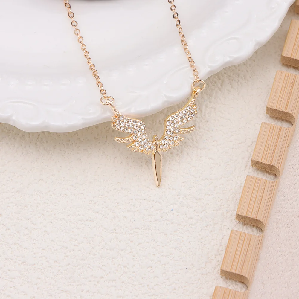 Angel Wings Pendant Necklace for Men Unisex Hip Hop Gothic Punk Clavicle Chain Trendy Classic Gold Silver Neck Jewelry Gift image 3