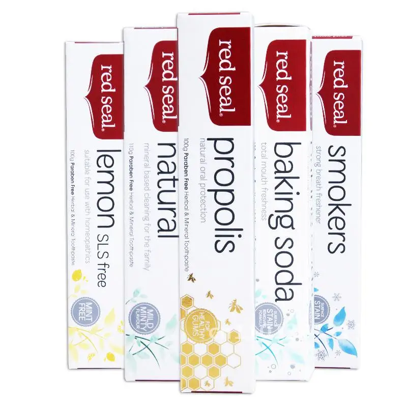 ニュージーランド産アカアザラシ輸入赤プリントプロポリス歯磨き粉で煙の汚れや黄ばみを除去