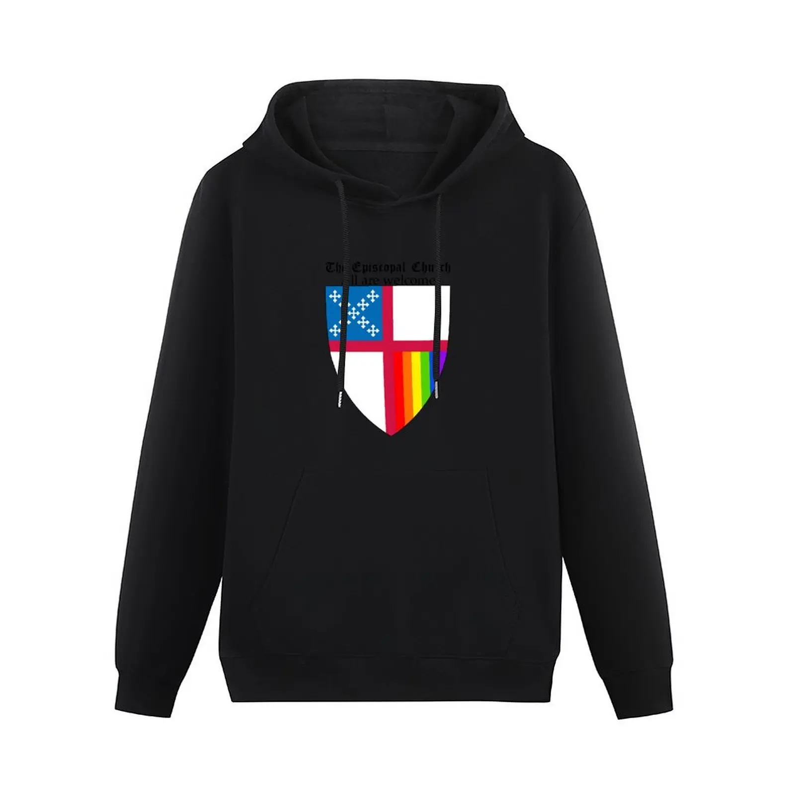 Episcopal Church Shield with Rainbow Pride Vertical Stripes 1 Pullover Hoodie fashion men japanese hoodie