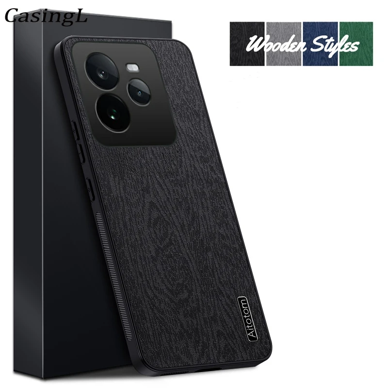 Luxury Retro Wood Grain Leather Case For Realme GT7 Pro 5G GT6 T Full Protect Cell Phone Cover Men Realme GT Neo 6 T GT6 Pro gt7