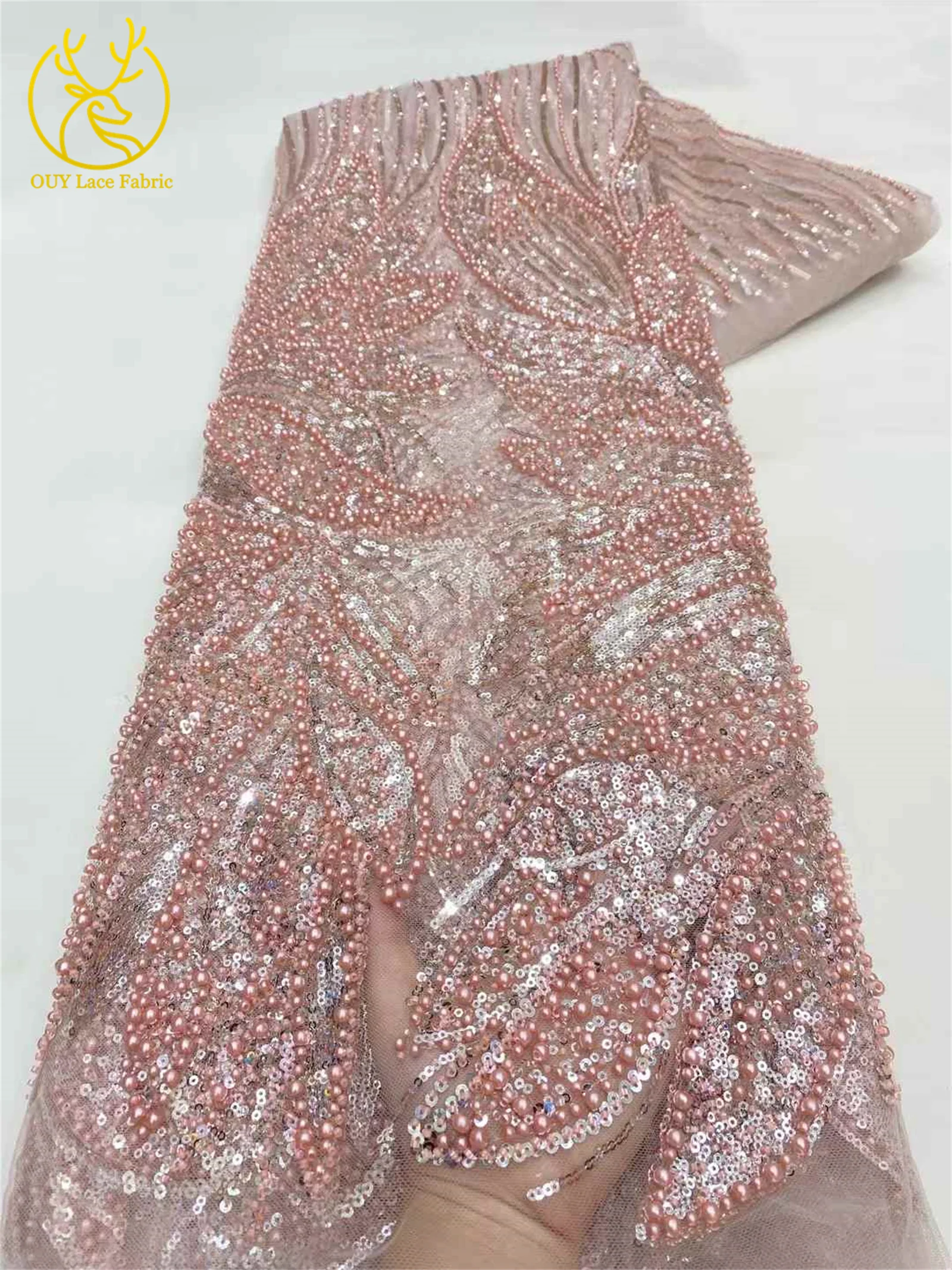 أحدث الفرنسية الأبيض شبكة الدانتيل مطرز تول النسيج النيجيري الدانتيل الترتر النسيج للنساء الخياطة فساتين الزفاف السيدات 5 ياردة