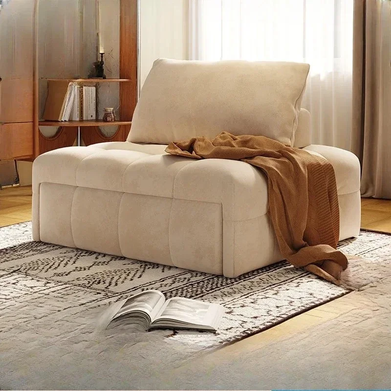 Foldable dual-purpose solid wood fabric puff sofa bed household small apartment