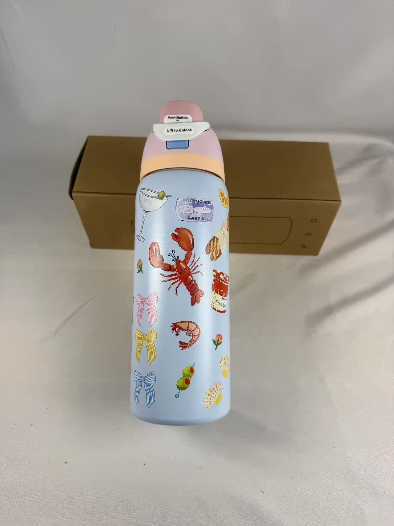 ¡Gran venta! Botella de agua deportiva emergente de un solo toque de 32oz y 24oz, vaso aislado al vacío con pajita y mango, a prueba de fugas para gimnasio al aire libre
