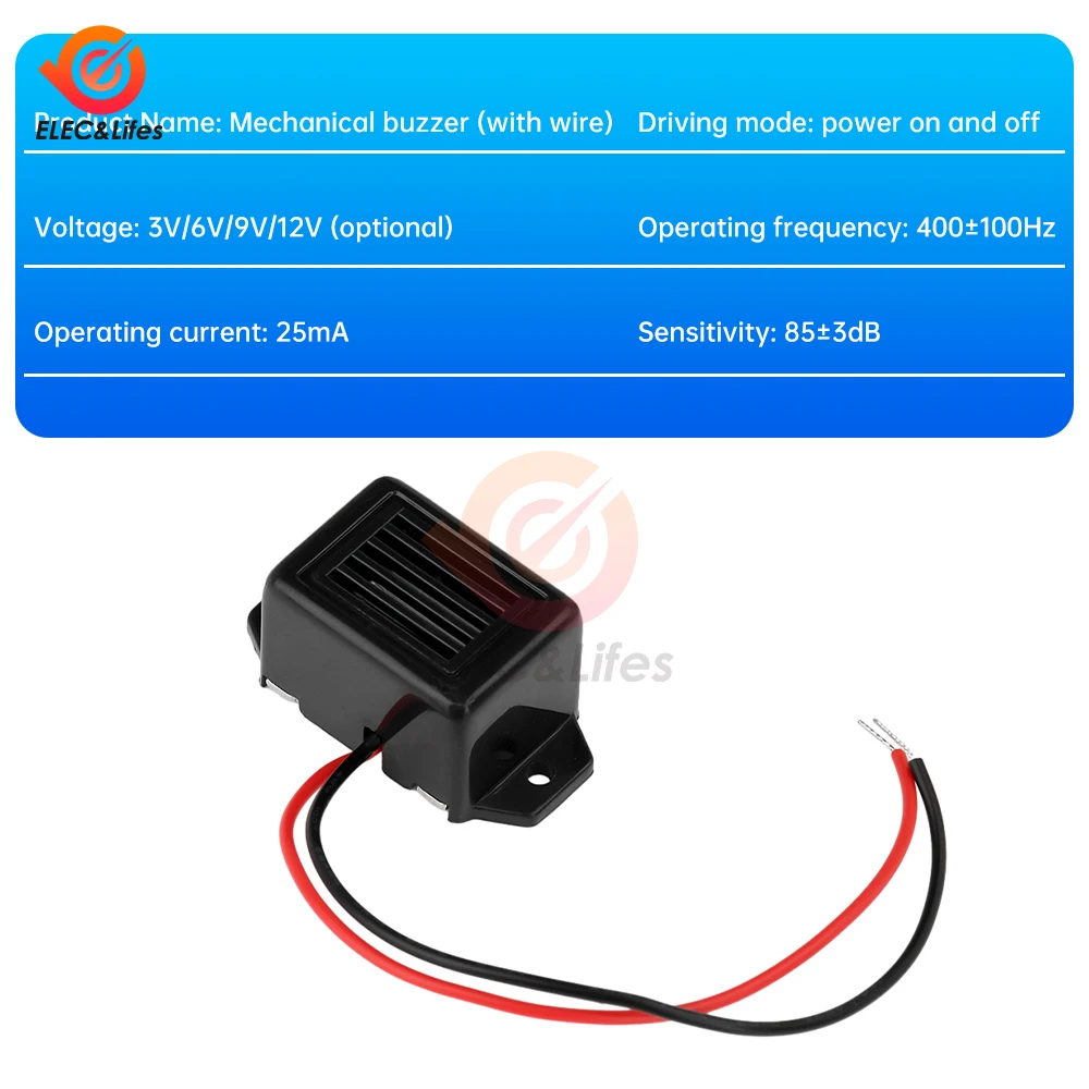1pcs Alarm Buzzer 2315 DC 3V/6V/9V/12V 85dB Mini Electronic Alarm Buzzer High Decibel Vibration Alarm Sound 23mmX15mm