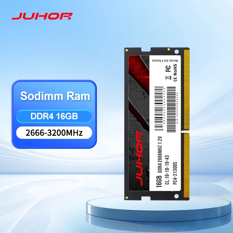 JUHOR Laptop Ram DDR4 16GB 2666MHz 3200MHz Notebook Memory Sodimm