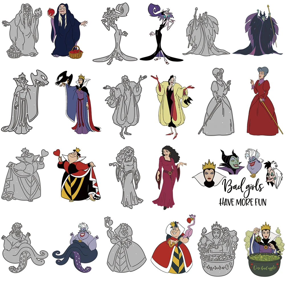 Bad Girls Evil Queen Cutting Dies Disney Villains Characters Dies For DIY Scrapbook Paper Card Decorative Craft Die Cut New 2022