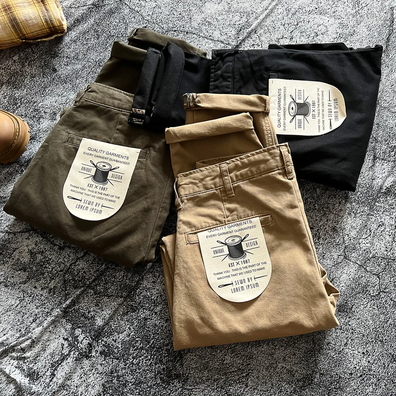 

Утепленные брюки из чистого хлопка в американском ретро-стиле, повседневные, осенне-зимние, модные, зауженные, с узкими штанинами, для молодежи, придающие энергичный вид