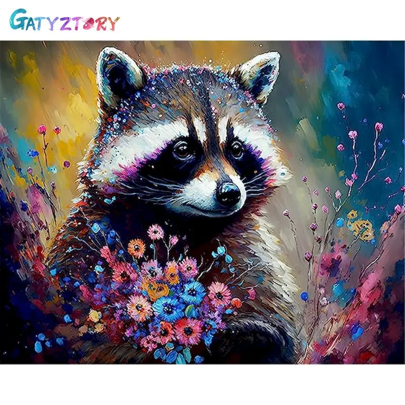 

GATYZTORY Painting By Number Black Bear Kits For Adults Handpainted Pictures By Number Flower Home Decoration DIY Gift 60x75cm